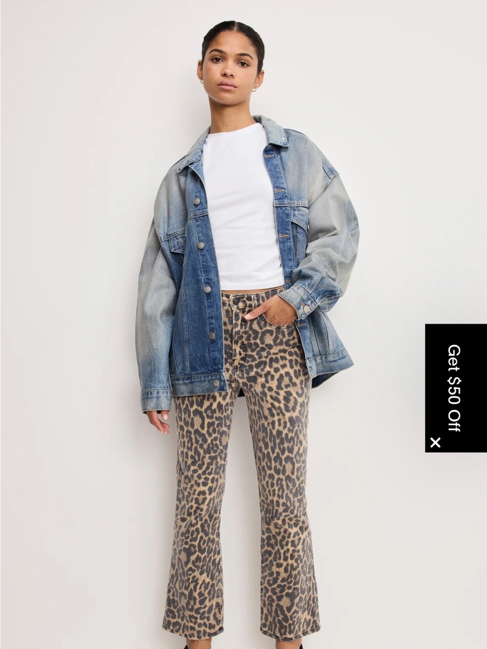 Good American Good Kick Flare Leopard Jeans